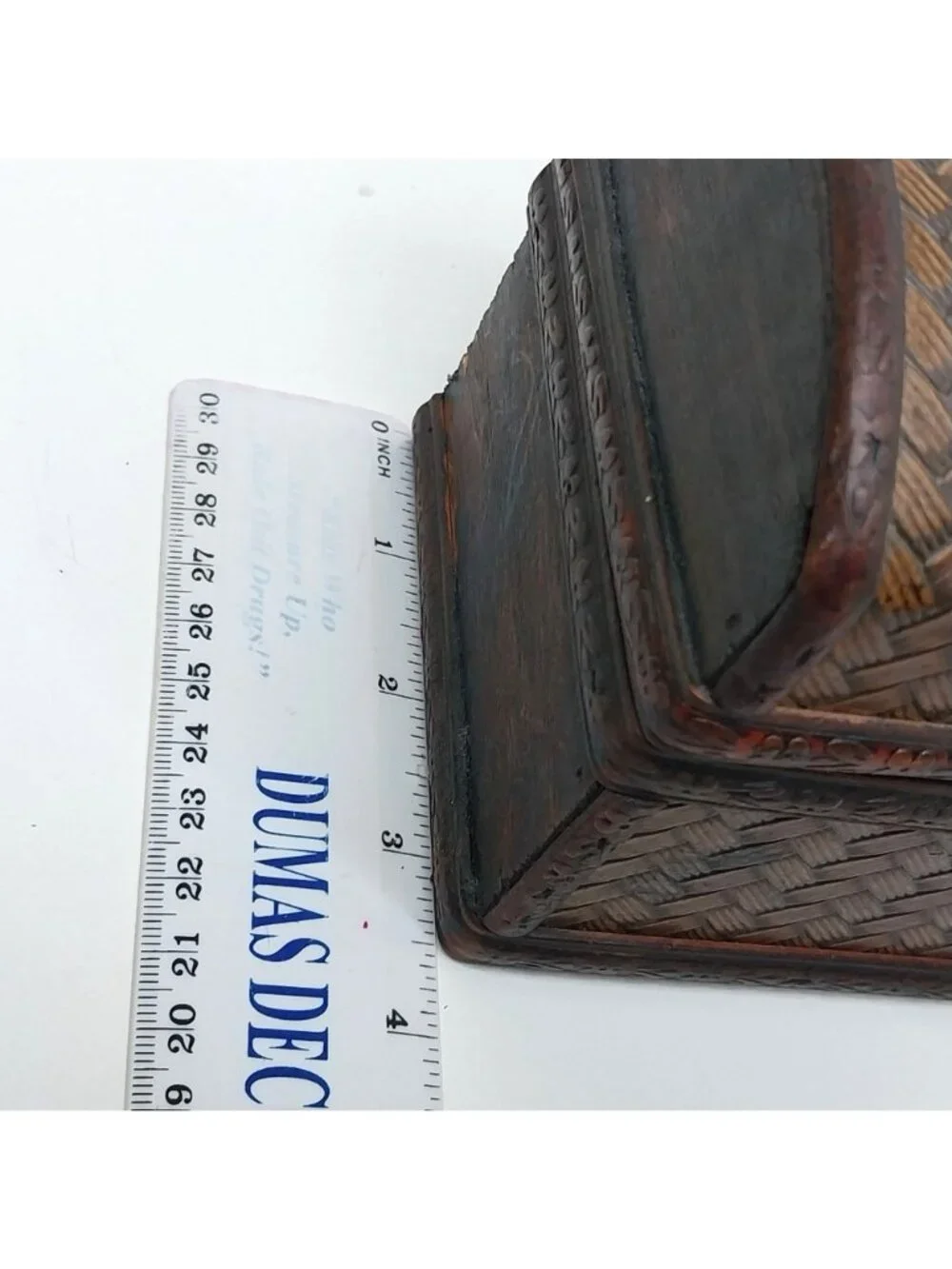 Vintage Decorative Woven Wooden Treasure Chest Storage Trinket Box Antique Style